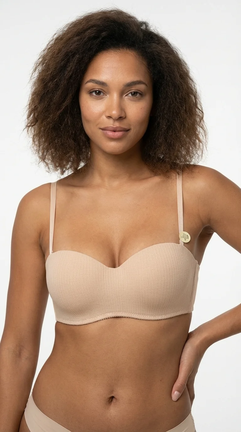 LunaIntim Nude Melanj Balkonet Sütyen Fitilli Dokulu Destekli Tasarım - Melanj Balkonet Detay